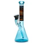 Ill Glass - Custom Mini Beaker - Transparent Blue w/ Rainbow Linework