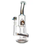 Ben Wilson - Hollow Foot Inline Recycler w/ Triple Donut Perc - Electrum w/ Agua Azul