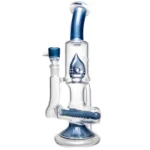 Ben Wilson - Hollow Foot Inline Recycler w/ Triple Donut Perc - Dark Blue Satin w/ White