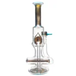 Ben Wilson - Hollow Foot Inline Recycler w/ Triple Donut Perc - Electrum w/ Agua Azul - Image 2