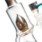 Ben Wilson - Hollow Foot Inline Recycler w/ Triple Donut Perc - Electrum w/ Agua Azul - Image 4