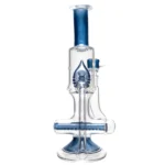 Ben Wilson - Hollow Foot Inline Recycler w/ Triple Donut Perc - Dark Blue Satin w/ White - Image 2