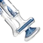 Ben Wilson - Hollow Foot Inline Recycler w/ Triple Donut Perc - Dark Blue Satin w/ White - Image 5