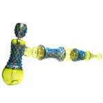 Goo Roo Designs - 23 Hammer Bubbler - Blue Fume & Green w Smoke