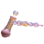 Goo Roo Designs - 23" Hammer Bubbler - Purple Fume & Milky Pink