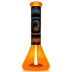 Ill Glass - Custom Mini Beaker - Transparent Orange w/ Rainbow Linework - Image 3