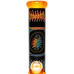 Ill Glass - Custom Mini Beaker - Transparent Orange w/ Rainbow Linework - Image 9
