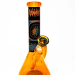 Ill Glass - Custom Mini Beaker - Transparent Orange w/ Rainbow Linework - Image 7