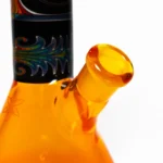 Ill Glass - Custom Mini Beaker - Transparent Orange w/ Rainbow Linework - Image 5