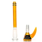 Ill Glass - Custom Mini Beaker - Transparent Orange w/ Rainbow Linework - Image 13