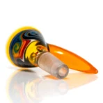Ill Glass - Custom Mini Beaker - Transparent Orange w/ Rainbow Linework - Image 14