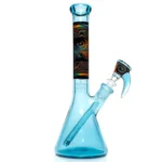 Ill Glass - Custom Mini Beaker - Transparent Blue w/ Rainbow Linework - Image 3