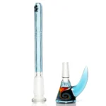 Ill Glass - Custom Mini Beaker - Transparent Blue w/ Rainbow Linework - Image 14