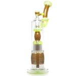 Leisure - Worked Diffy 13 Arm Double Bubbler - Slyme w/ Rasta Retti