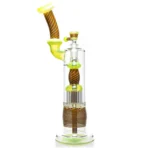 Leisure - Worked Diffy 13 Arm Double Bubbler - Slyme w/ Rasta Retti - Image 2