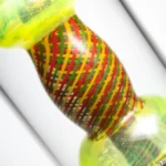 Leisure - Worked Diffy 13 Arm Double Bubbler - Slyme w/ Rasta Retti - Image 7