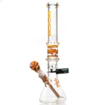 ROOR.US x Chase Adams - 18" Worked Beaker - 50x5 - Fire & Purple Fade to Clear