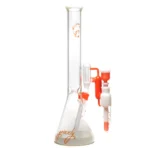 Grizzly Glass - 18" Beaker Color w/ Ashcatch & Faceted Joint - 50mm - Orange & White Accents - Image 2