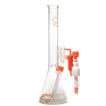 Grizzly Glass - 18" Beaker Color w/ Ashcatch & Faceted Joint - 50mm - Orange & White Accents - Image 2