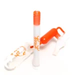 Grizzly Glass - 18" Beaker Color w/ Ashcatch & Faceted Joint - 50mm - Orange & White Accents - Image 6