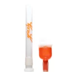 Grizzly Glass - 18" Beaker Color w/ Ashcatch & Faceted Joint - 50mm - Orange & White Accents - Image 7