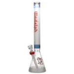Illadelph - Tall Beaker - Frosted Signature Series - Red & Black Label w/ Blue Band