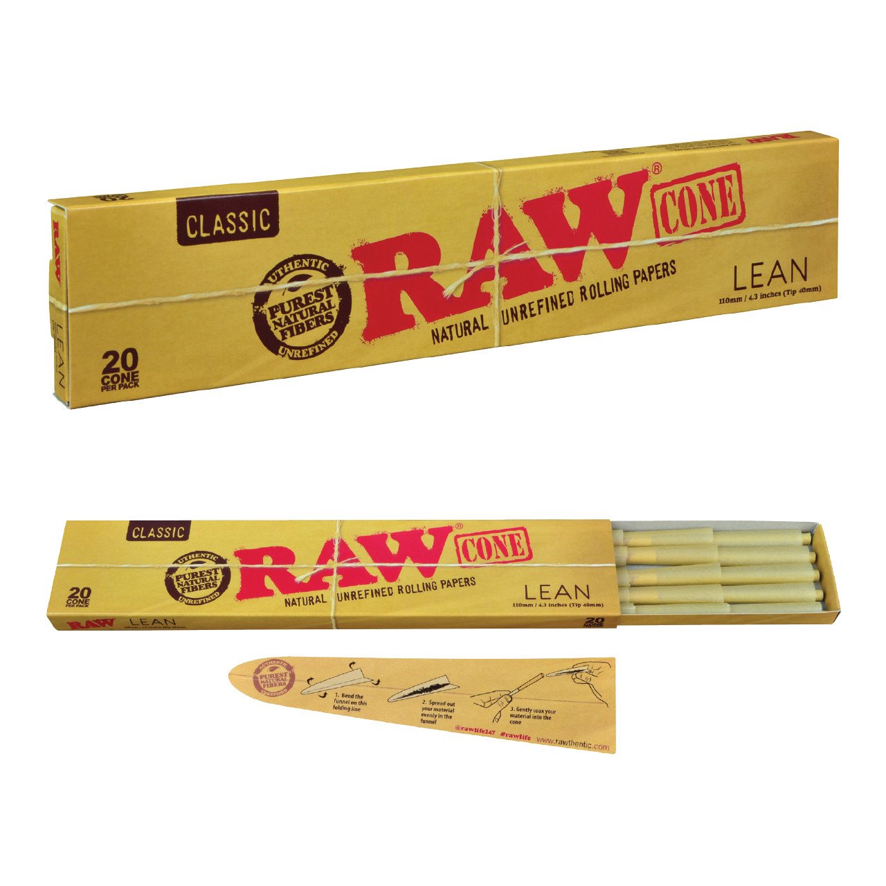 HBROL0075-2-Edited__65872 RAW® - Classic Pre-Roll Cone Lean 20ct - Image 1