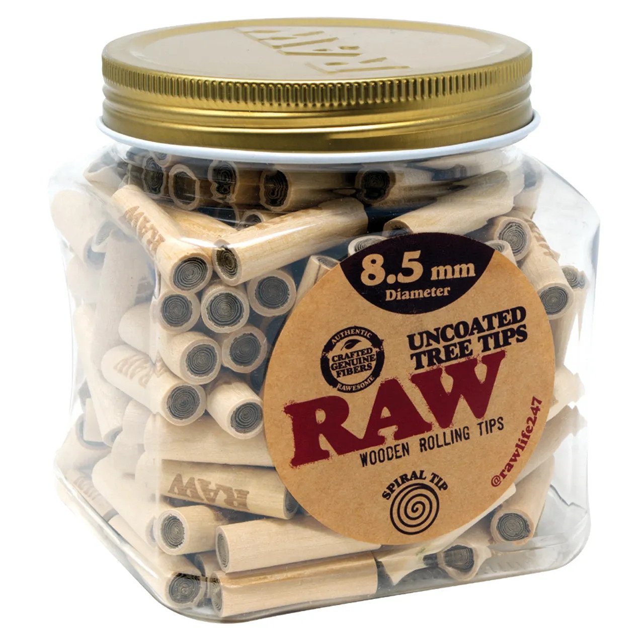 HBROL0400__14101 RAW® - Uncoated Tree Tips 8.5mm - Jar of 200 - Image 1