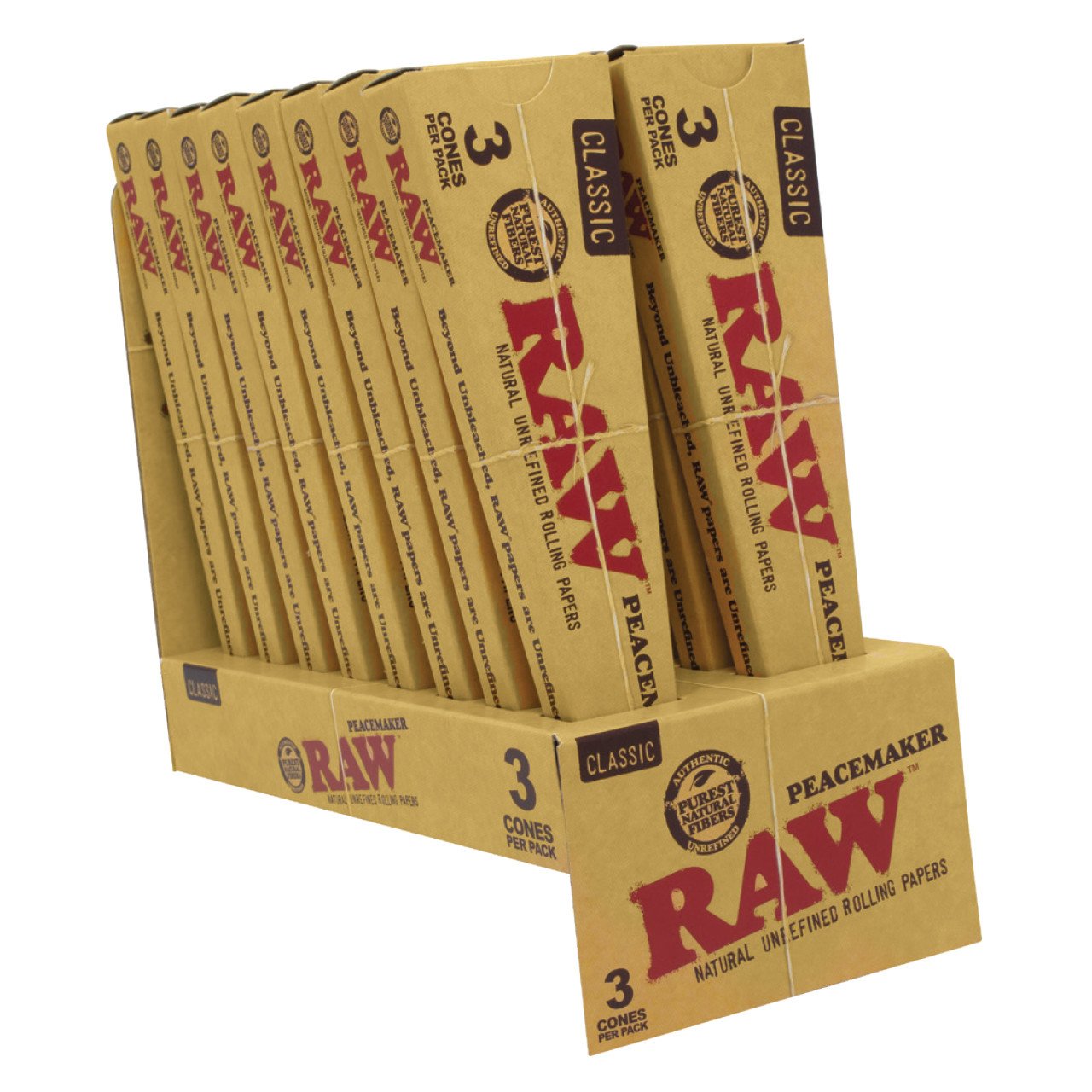 RAW-CLASSIC-CONE-PEACEMAKER-3ct-1-Edited__17617 RAW® - Classic Pre-Roll Cone Peacemaker Size (3ct) Pack of 16 - Image 1