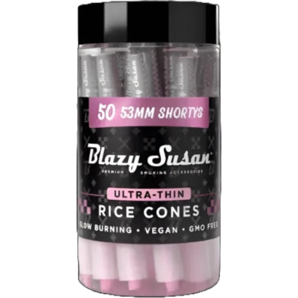 Blazy Susan - Ultra Thin Rice Paper Cones - 53mm Shorties - Jar of 50