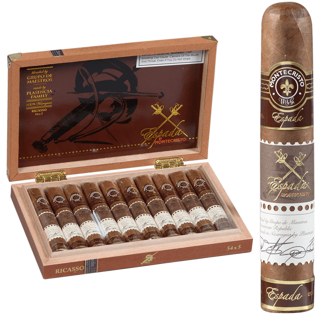 201390 Montecristo Espada Ricasso Robusto Cigars – Box of 10 (5" × 54) - Image 1