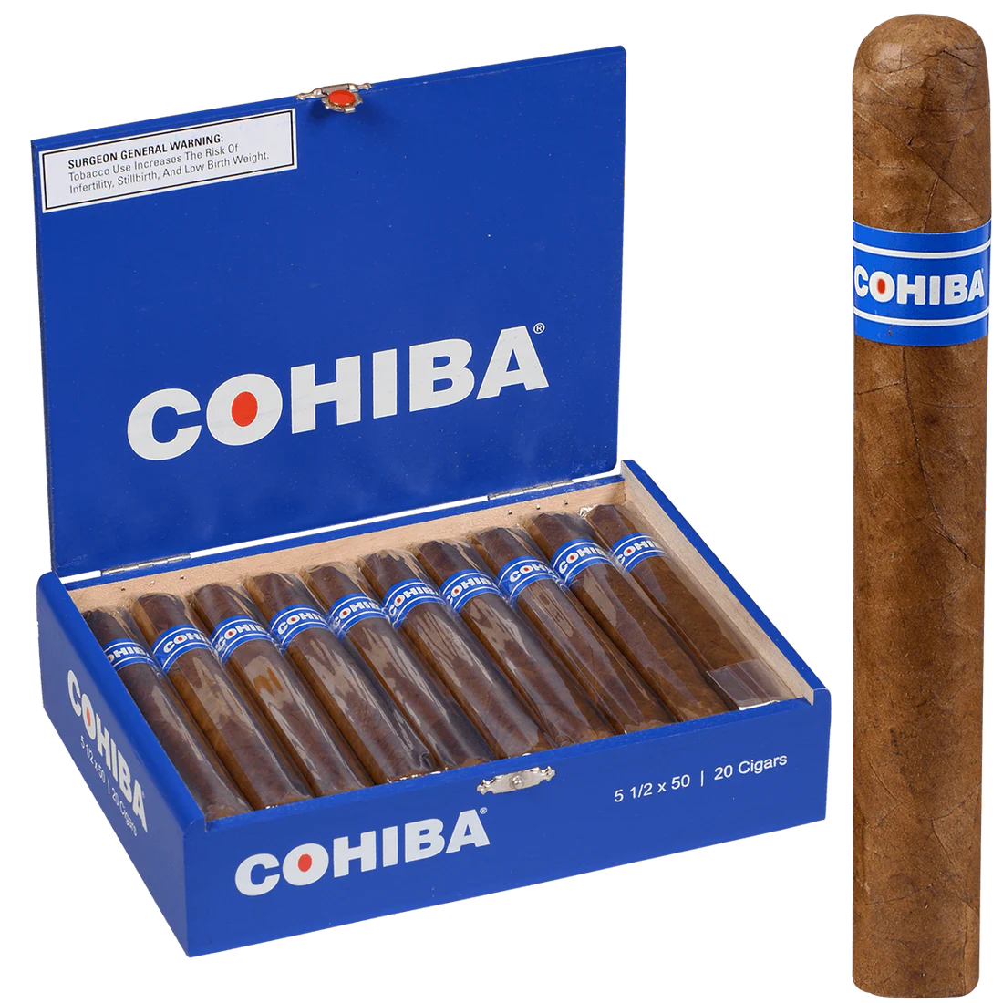 COBLRO Cohiba Blue Robusto Cigars – Box of 20 (5.5" × 50) - Image 1