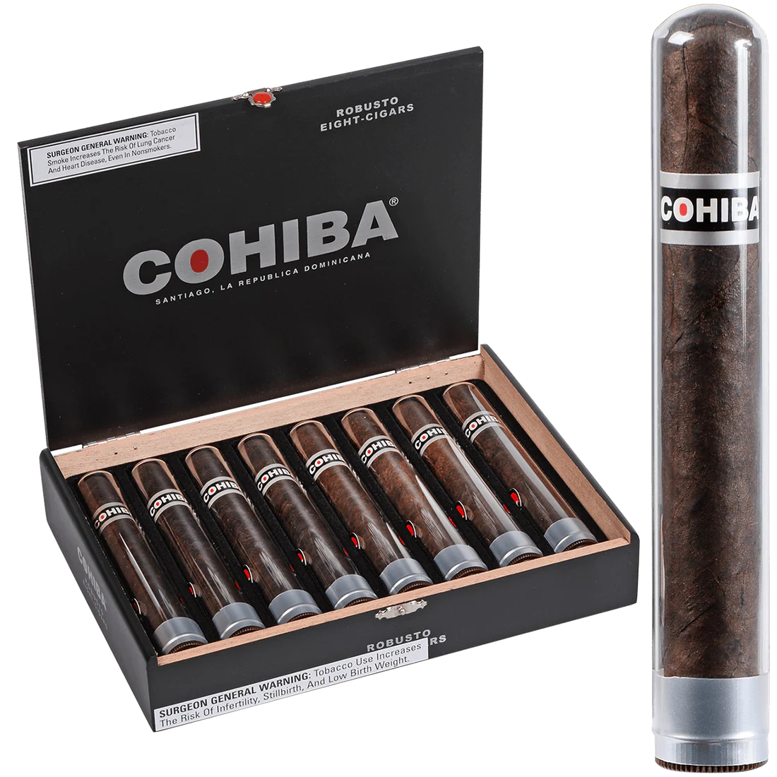COHBRC Cohiba Black Robusto Crystal Maduro Cigars – Box of 8 (5.5" × 50) - Image 1