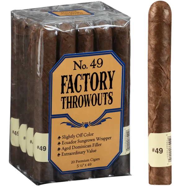 Factory Throwouts No. 49 Natural Robusto Cigars – Bundle of 20 (5.5" × 49)