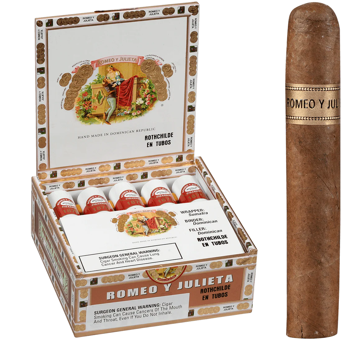 PK0JUR Romeo y Julieta 1875 Rothschilde Tubos EMS – Box of 10 (5" × 50) - Image 1