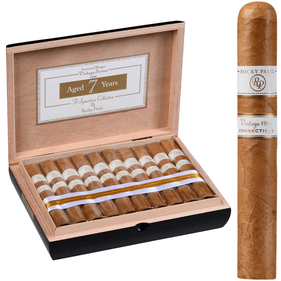 RPV9RO Rocky Patel Vintage 1999 Connecticut Robusto Cigars – Box of 20 (5.5" × 50) - Image 1