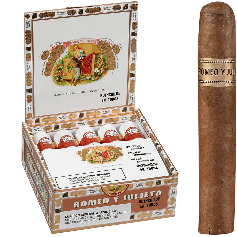 PK0JUR Romeo y Julieta 1875 Rothschilde Tubos Robusto Cigars – Box of 10 (5" × 50) - Image 1